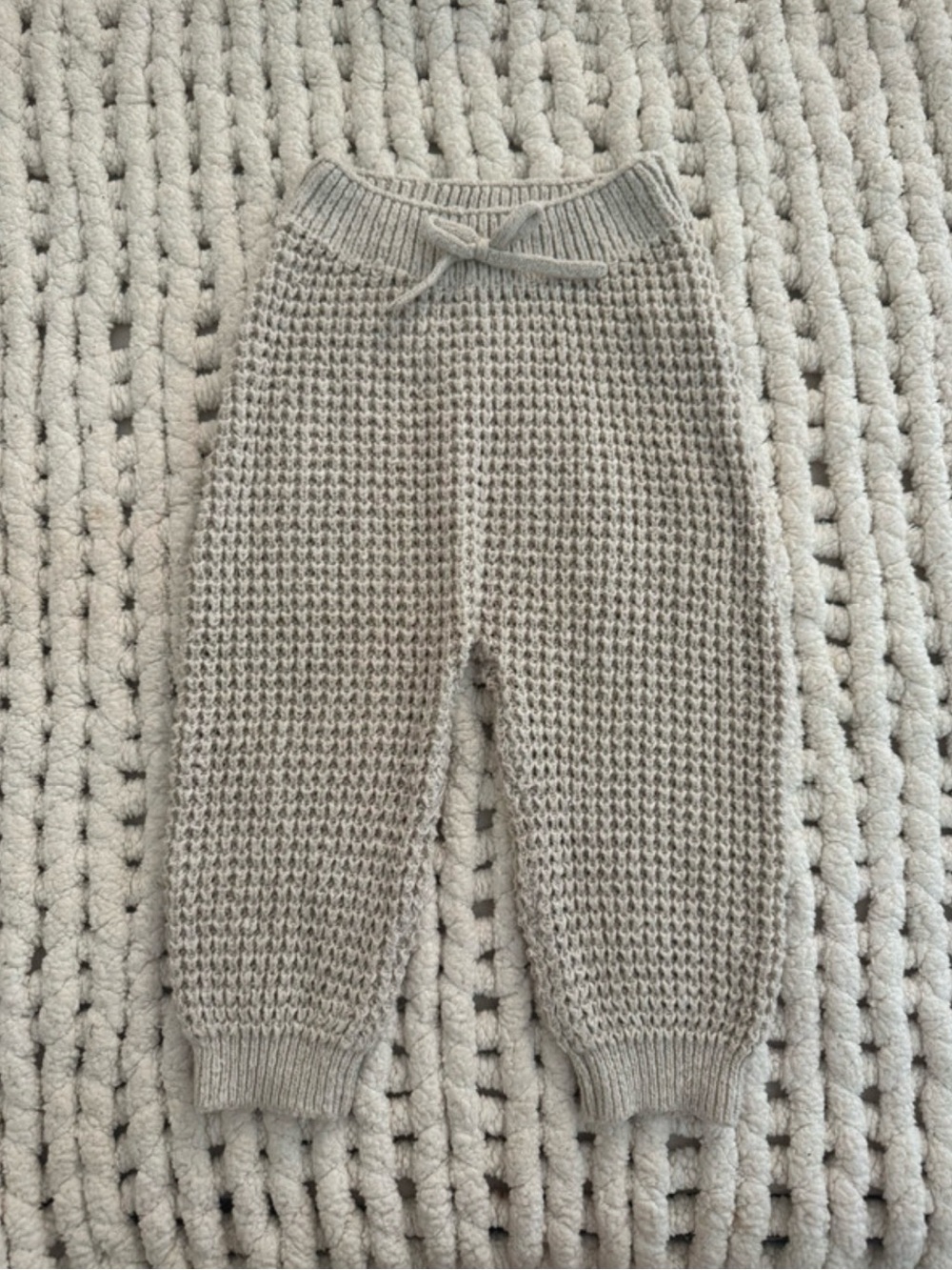 Quincy Mae Beige Knit Baby Pants